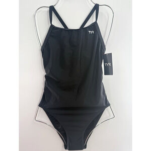 $69.99 TYR Tyreco Youth Solid Diamondback Diamondfit Swim Suit Black Size 34 M